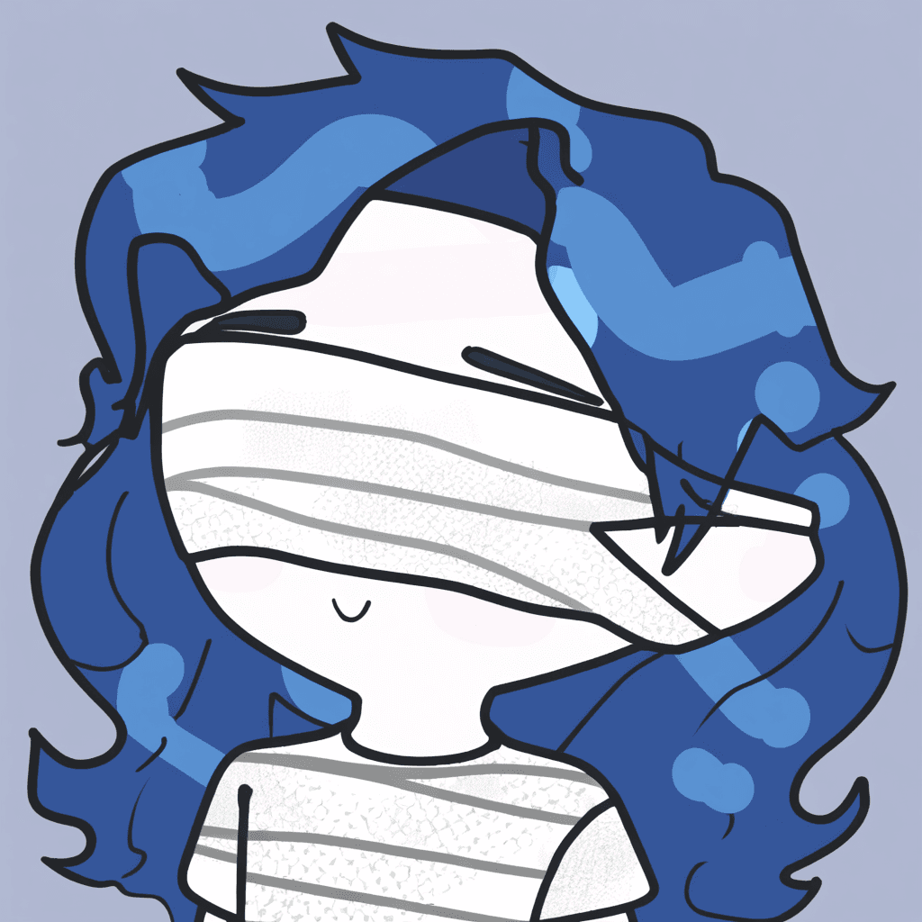 blue haired beautiful cult member